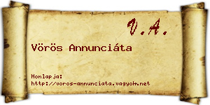 Vörös Annunciáta névjegykártya
